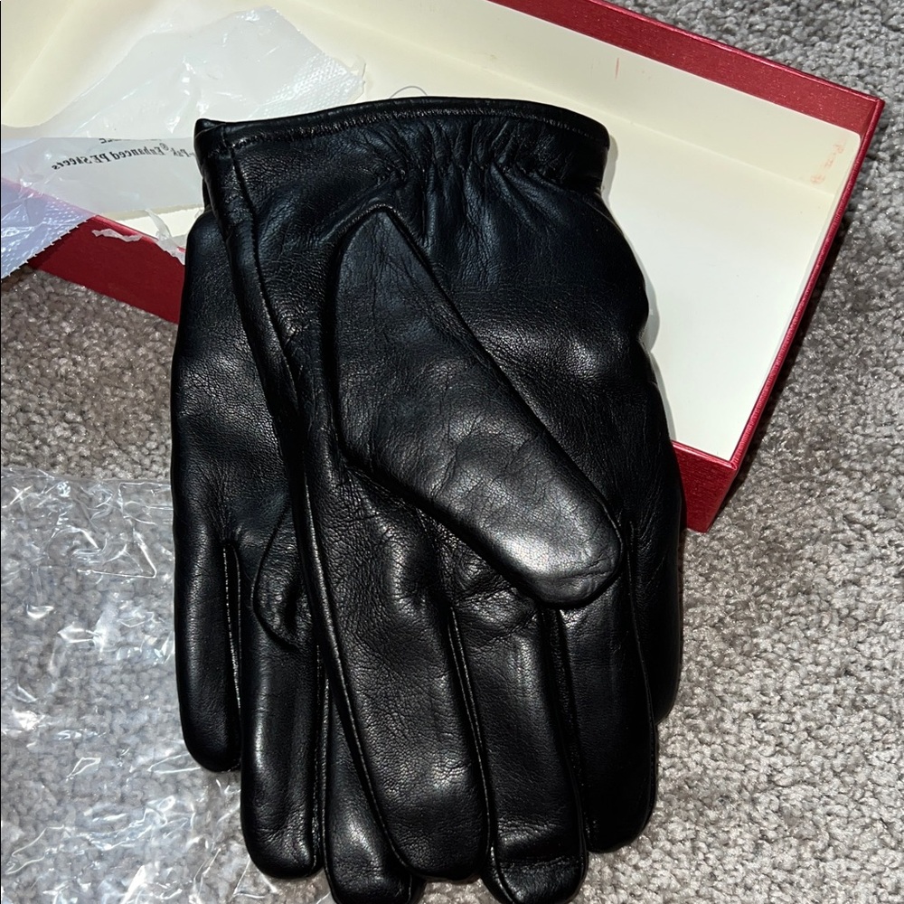Yiseven yi seven Black Leather Gloves men’s fleece fur lined 10 new in box - Picture 6 of 6